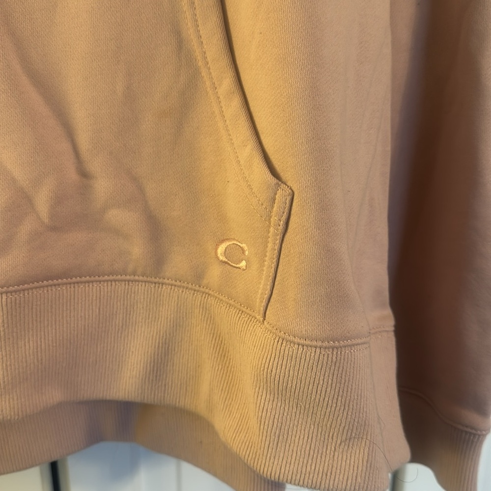 Coach Pink Hoodie with Brown Logo Patch - Picture 3 of 5